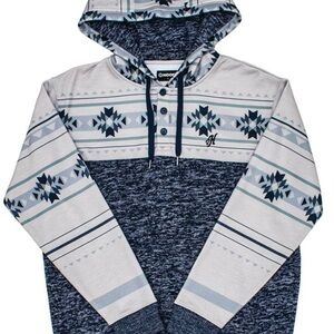 Hooey “Navy Jim” Navy and Gray Patterned Hoodie Mens size XXL